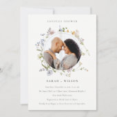 Meadow Floral Wreath Paare Dusche Foto laden Dankeskarte (Vorderseite)