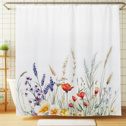 Meadow Flowers and Lavender Duschvorhang