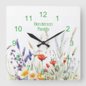 Meadow Flowers and Lavender Quadratische Wanduhr (Vorderseite)