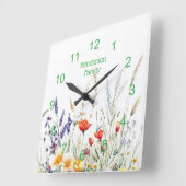 Meadow Flowers and Lavender Quadratische Wanduhr (Winkel)