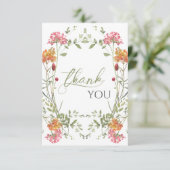 Meadow Flowers Watercolor Baby Shower Dankeskarte (Stehend Vorderseite)