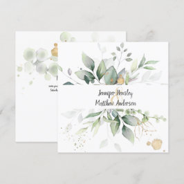 Meadow Green Gold Gerahmte Blätter Hochzeit Einladung