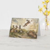 Meadow Matchup Playful Hares in a Meadow Karte (Gelbe Blume)