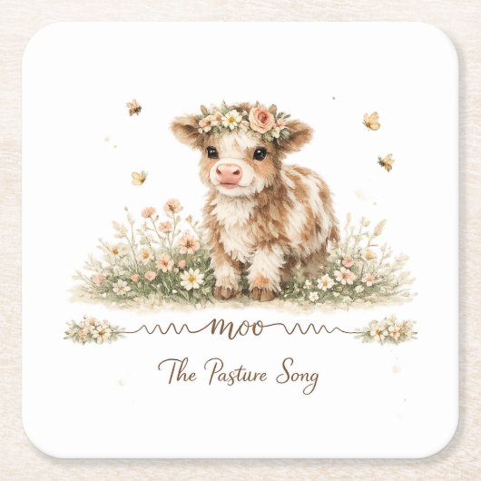Meadow Melody cow paper plates Rechteckiger Pappuntersetzer (Vorderseite)