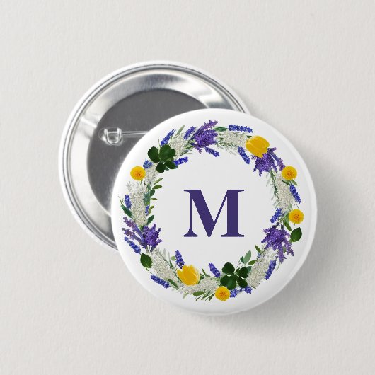 Meadow Monogram - Benutzerdefinierter Lavendel Button (Vorne & Hinten)