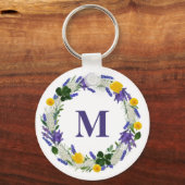 Meadow Monogram - Benutzerdefinierter Lavendel Schlüsselanhänger (Vorderseite)