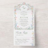 Meadow Pastel Französische Rose Blumenhochzeit All In One Einladung (Innen Boden)