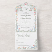 Meadow Pastel Französische Rose Blumenhochzeit All In One Einladung (Innen Boden)