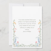 Meadow Pastel Französische Rose Blumenhochzeit Dankeskarte (Rückseite)