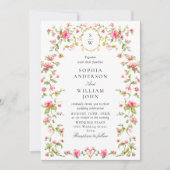 Meadow Pastel Französische Rose Blumenhochzeit Einladung (Vorderseite)