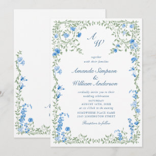 Meadow Pastel Französische Rose Blumenhochzeit Einladung