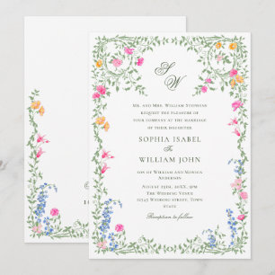 Meadow Pastel Französische Rose Blumenhochzeit Einladung