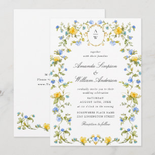 Meadow Pastel Französische Rose Blumenhochzeit Einladung