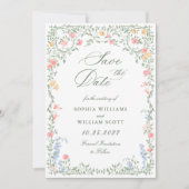 Meadow Pastel Französische Rose Blumenhochzeit Fot Save The Date (Vorderseite)