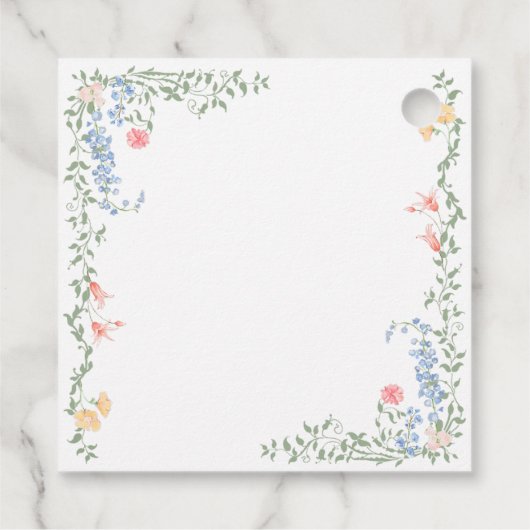 Meadow Pastel Französische Rose Blumenhochzeit Geschenkanhänger (Rückseite)