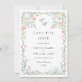 Meadow Pastel Französische Rose Blumenhochzeit Save The Date (Vorderseite)