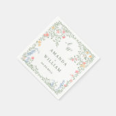 Meadow Pastel Französische Rose Blumenhochzeit Serviette (Ecke)