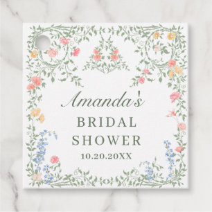 Meadow Pastel Französische Rose Blumenkohl Brautpa Geschenkanhänger