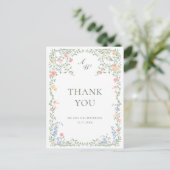 Meadow Pastel Französische Rose Vielen Dank Postkarte (Stehend Vorderseite)