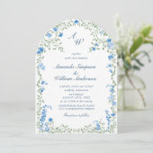Meadow Pastel French Floral Wedding QR-Foto Einladung (Stehend Vorderseite)