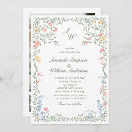 Meadow Pastel French Rose Floral Wedding QR-Code Einladung
