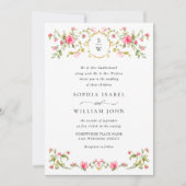 Meadow Pastel French Rose Floral Wedding QR-Code Einladung (Vorderseite)