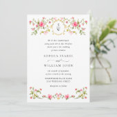 Meadow Pastel French Rose Floral Wedding QR-Code Einladung (Stehend Vorderseite)