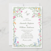 Meadow Pastel French Rose Floral Wedding QR-Code Einladung (Vorderseite)