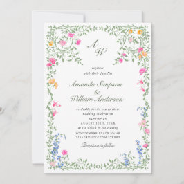 Meadow Pastel French Rose Floral Wedding QR-Code Einladung