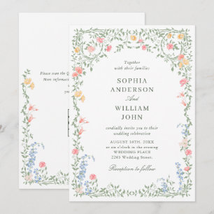 Meadow Pastel French Rose Floral Wedding QR-Code Einladung