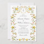 Meadow Pastel Rose Floral Wedding QR Code Foto Einladung (Vorderseite)