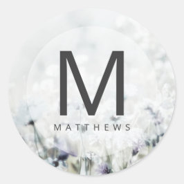 Meadow Song Fading Wildblumen Monogram Wedding Runder Aufkleber