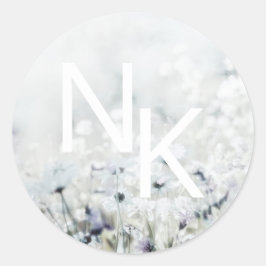 Meadow Song verblasst Mit Monogramm Hochzeitsticke Runder Aufkleber