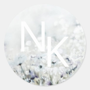 Meadow Song verblasst Mit Monogramm Hochzeitsticke Runder Aufkleber