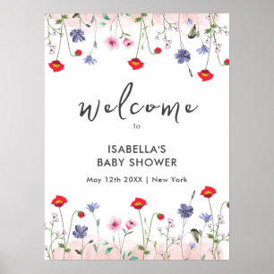Meadow Summer Wildblume Baby Dusche Willkommen Poster