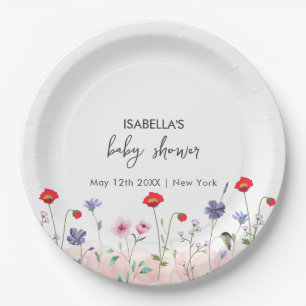 Meadow Summer Wildblume Babydusche Pappteller
