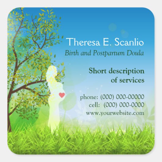 Meadow Walk Doula Midwomen Quadratischer Aufkleber (Vorderseite)