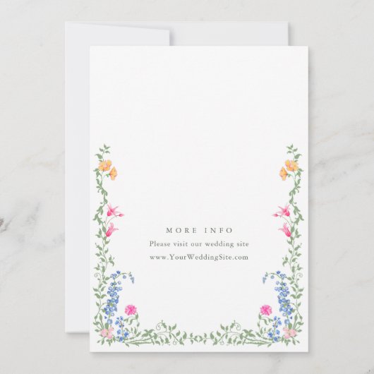 Meadow Watercolor Wildblumen Probe Abendessen Einladung (Rückseite)