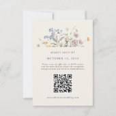 Meadow Wedding QR-Code für Navy Spring Wildblume RSVP Karte (Rückseite)
