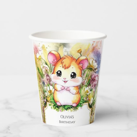 Meadow Whimsical Hamster Birthday Pappbecher (Vorderseite)