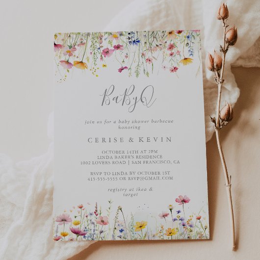 Meadow Wildblume BabyQ Baby Shower Barbecue Einladung