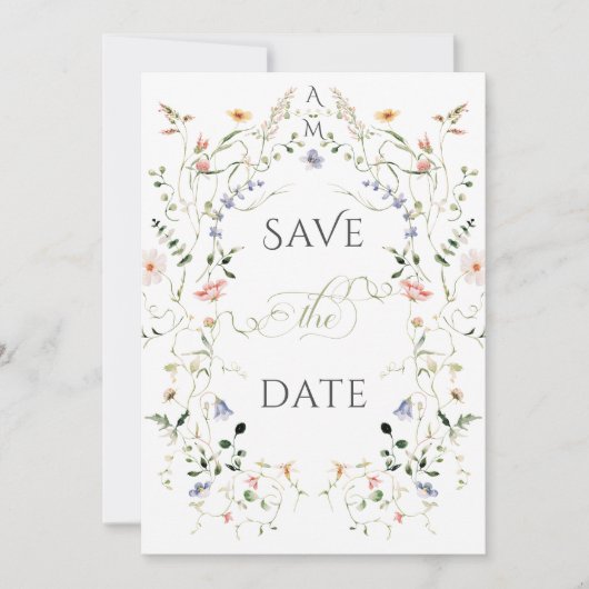 Meadow Wildblume Rustic Boho Foto Wedding Save The Date (Vorderseite)