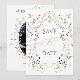 Meadow Wildblume Rustic Boho Foto Wedding Save The Date