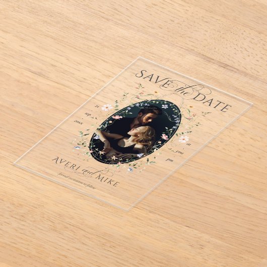 Meadow Wildblume Rustic Boho Wedding Acryleinladungen (Ablage )