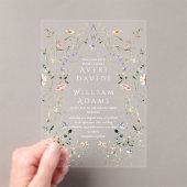 Meadow Wildblume Rustic Boho Wedding Acryleinladungen (Insitu (Handheld))