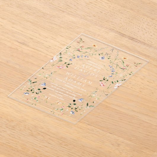 Meadow Wildblume Rustic Boho Wedding Acryleinladungen (Ablage )