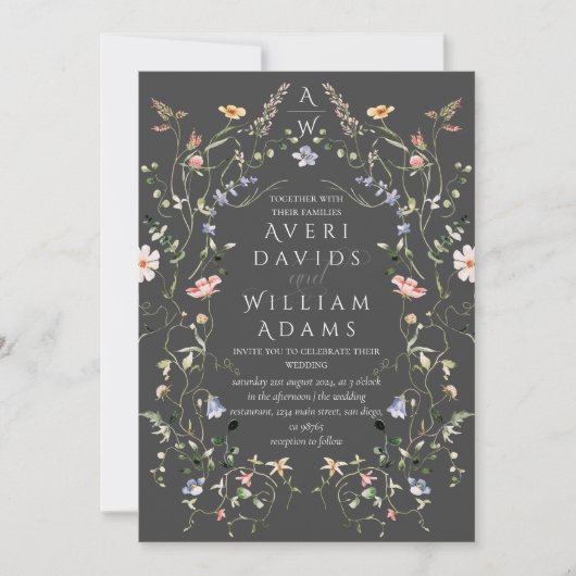 Meadow Wildblume Rustic Boho Wedding Einladung (Vorderseite)