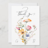 Meadow Wildblume Wedding Monogram Danke Card (Vorderseite)