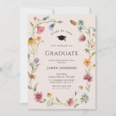 Meadow Wildflower Boho 4 Photo Graduation Party Einladung (Vorderseite)
