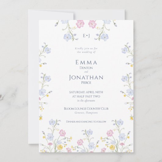 Meadow Wildflower Garden Wedding Invitation Einladung (Vorderseite)